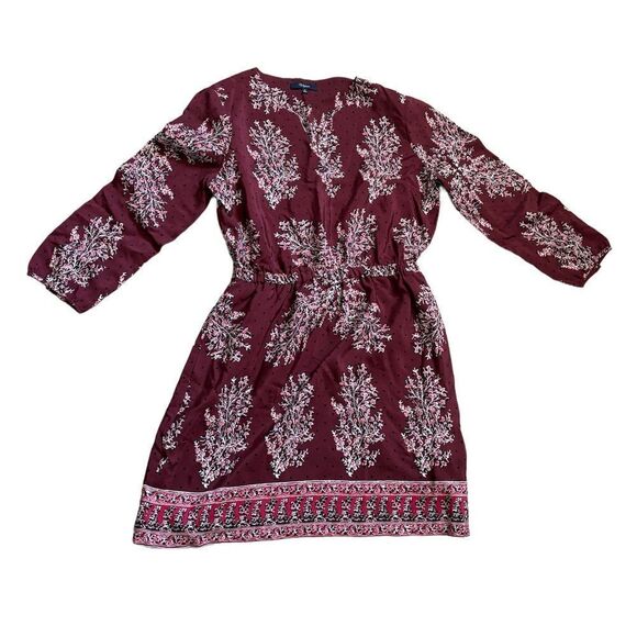 Madewell Silk Lassi Flower Popover Long Sleeve Mini Dress in Purple E9466 Size 4 - Picture 5 of 6